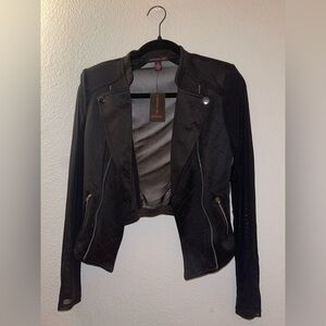 Material Girl Mixed Media Coat Caviar Black